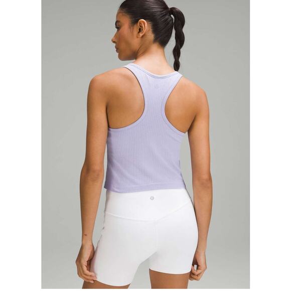 Lululemon Ebb to Street Cropped Racerback Tank Top Lilac Smoke Size 14 - Picture 3 of 10